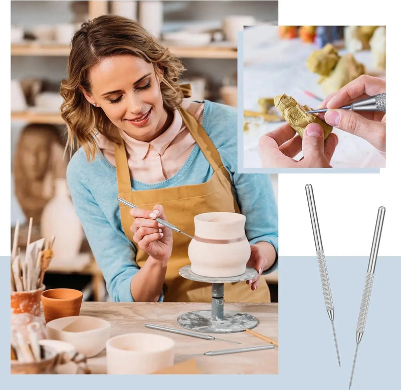 8 Pcs Clay Pottery Sculpture Needle Tool Kit for Craft