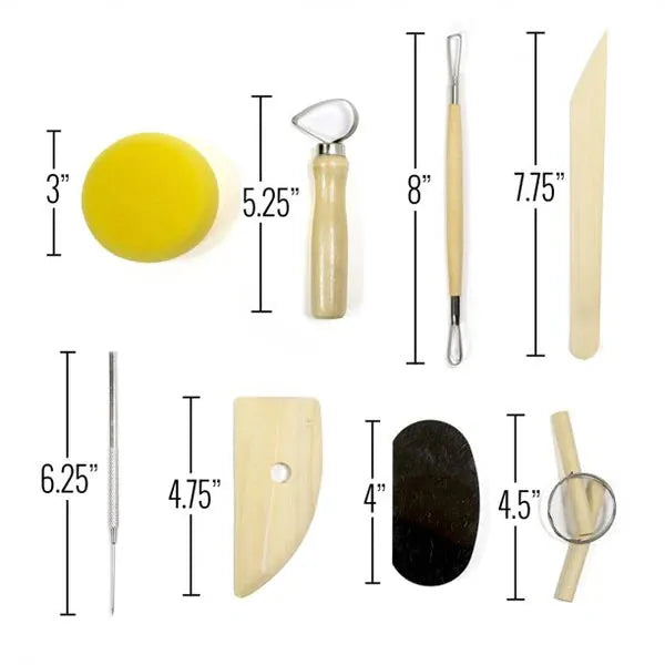 8pc Pottery Kit for Beginners