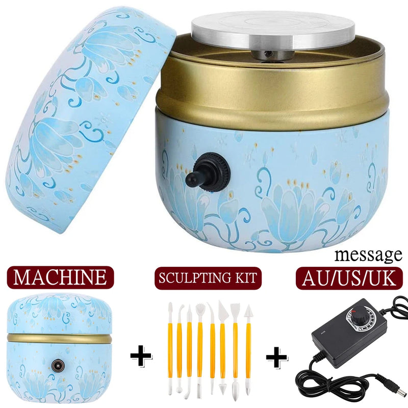 Mini Electric Pottery Wheel with Tray + Sculpting Kit
