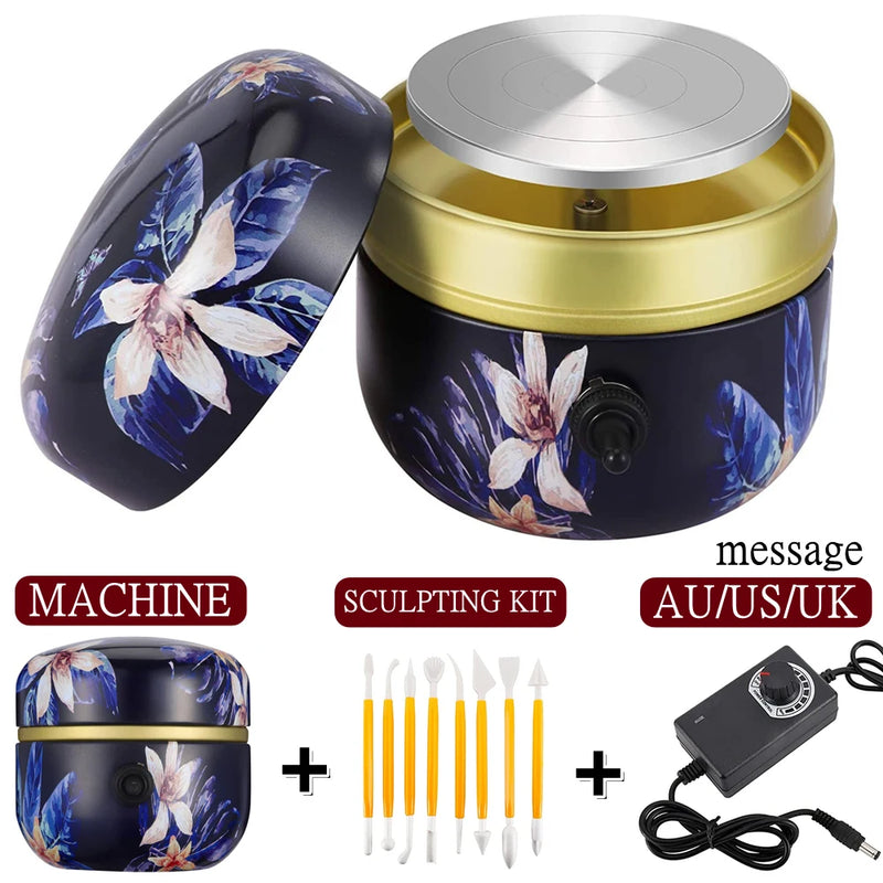 Mini Electric Pottery Wheel with Tray + Sculpting Kit