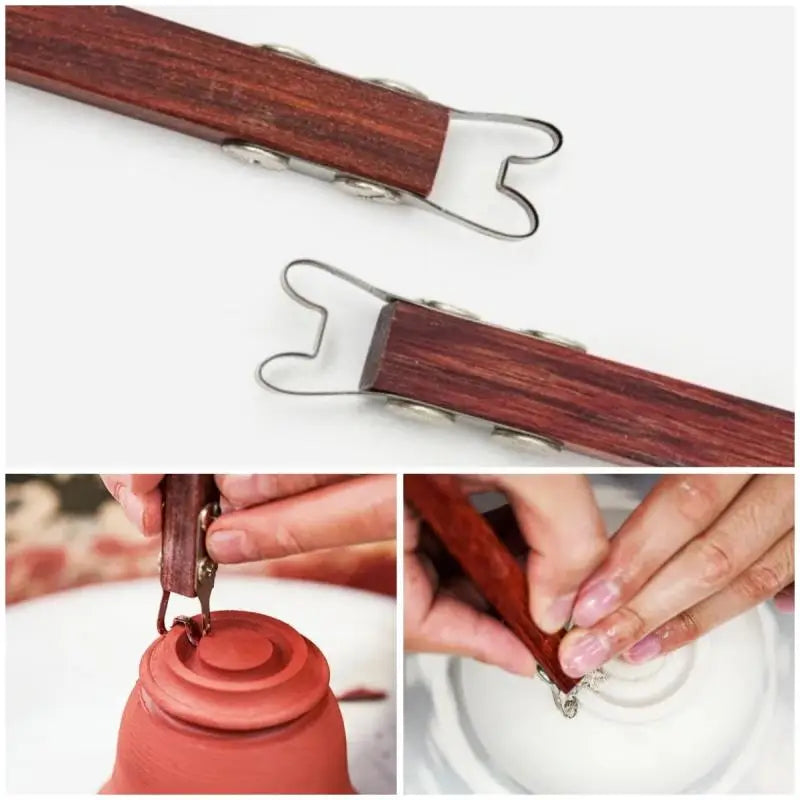 1PC Wooden Handle Trimming Pottery Scraper