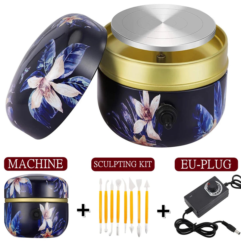 Mini Electric Pottery Wheel with Tray + Sculpting Kit