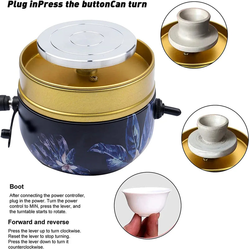 Mini Electric Pottery Wheel with Tray + Sculpting Kit