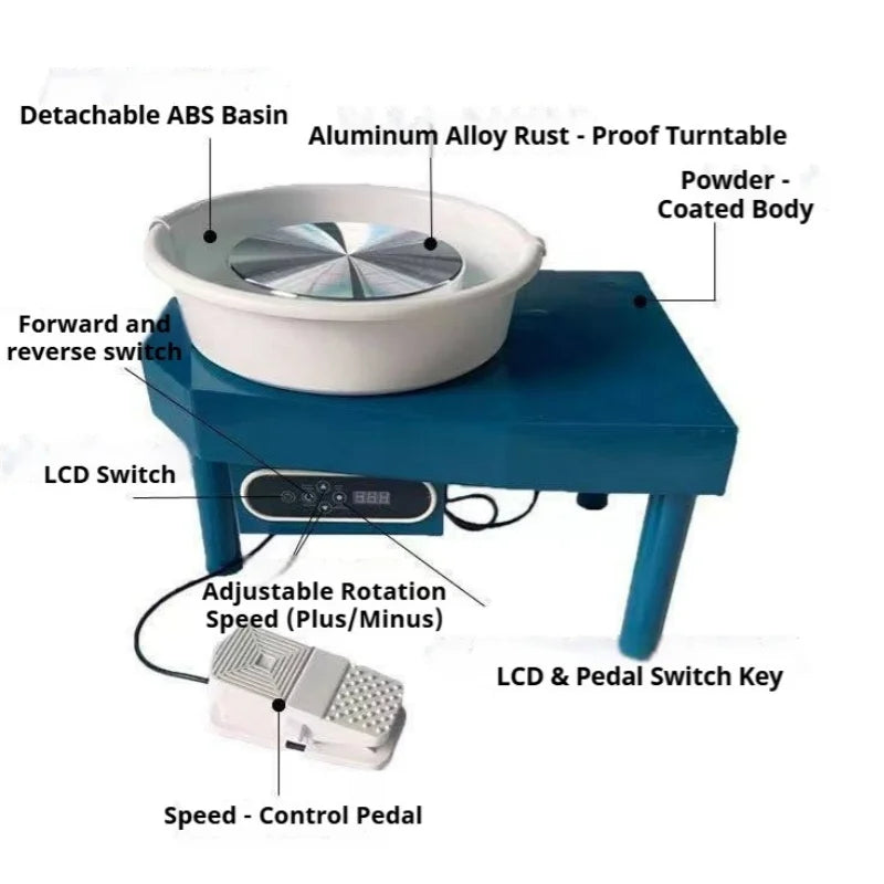 Electric Water Basin Pottery Wheel with Foot Pedal