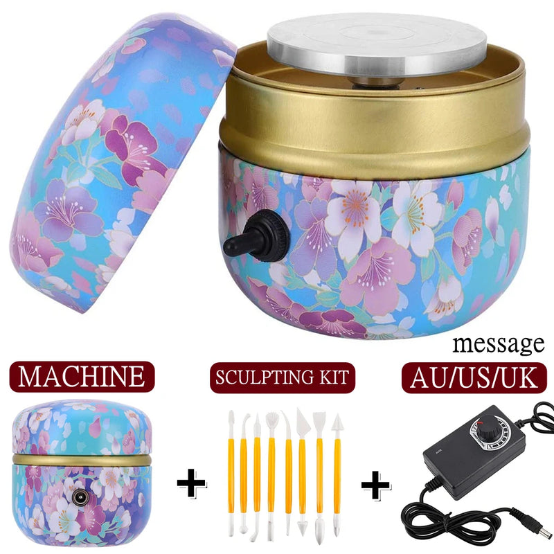 Mini Electric Pottery Wheel with Tray + Sculpting Kit